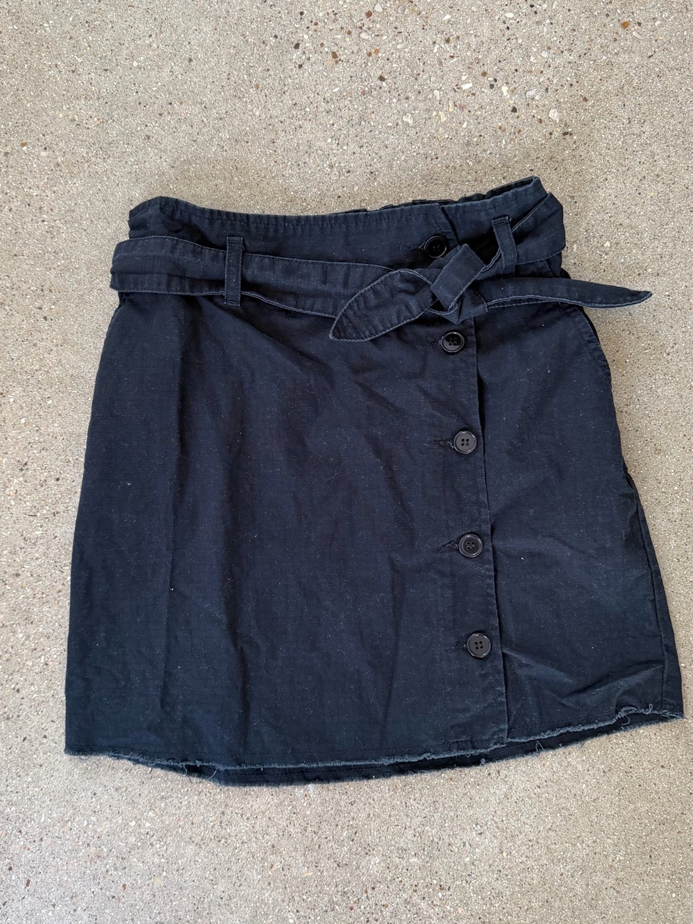 BDG Blue Button-Front Mini Skirt with Self-Tie Waist